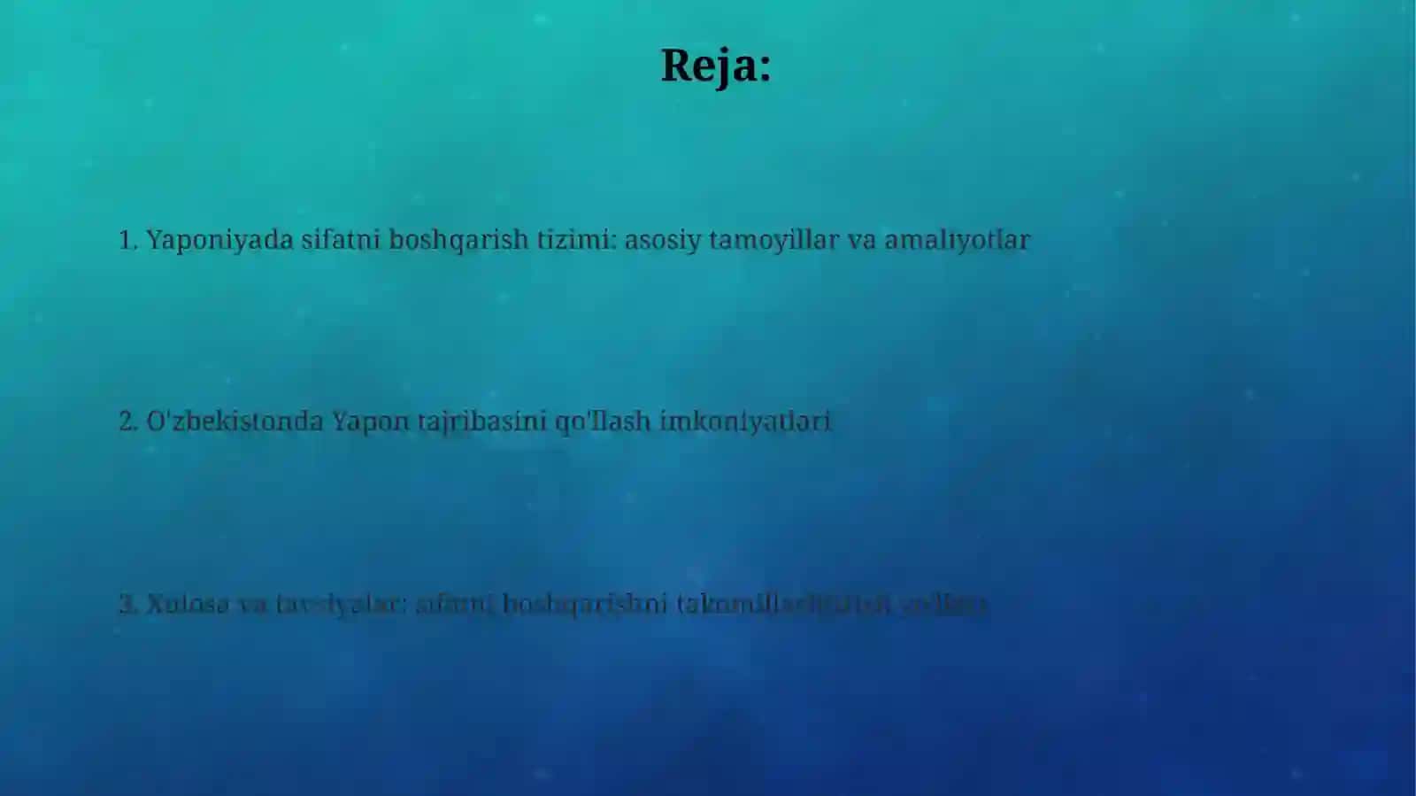 Yaponiyada sifatni boshqarish tizimi va ushbu tajribadan foydalanish imkoniyatlari 2