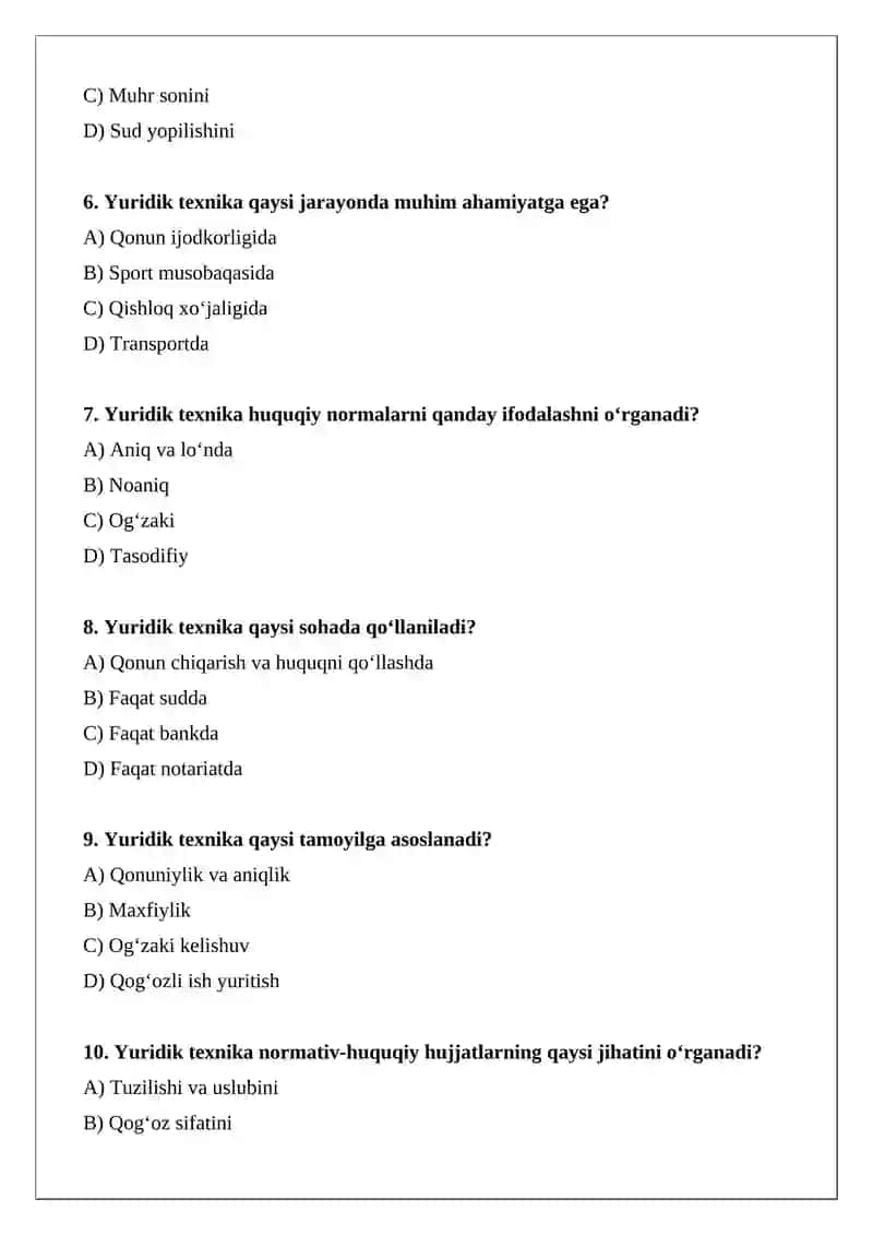 Yuridik texnikaning yuridik fanlar tizimidagi o‘rni 2