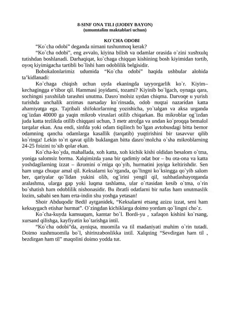5-SINF ONA TILI DIKTANT 2