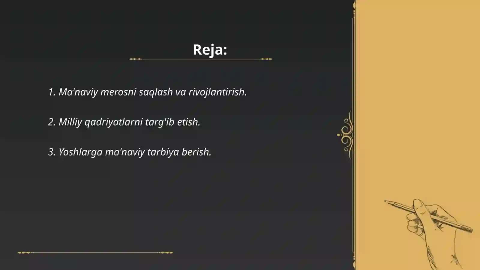 Ma'naviy merosni saqlash va rivojlantirish 2
