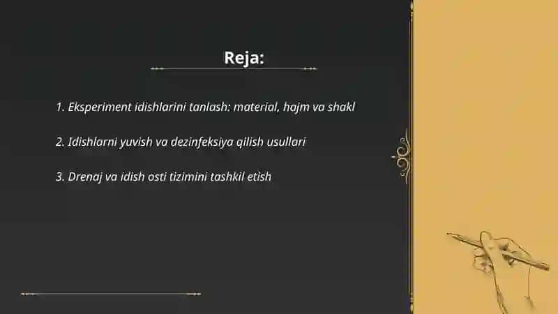 Eksperiment idishlarini tanlash 2