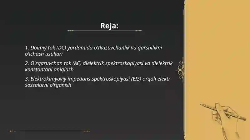 Stomatologik materiallarning elektrik xossalarini aniqlash usullari 2