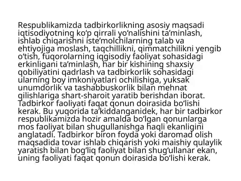 Tadbirkorlik huquqi subyektlarini qayta shakllantirish unchalik qulaymasi 2
