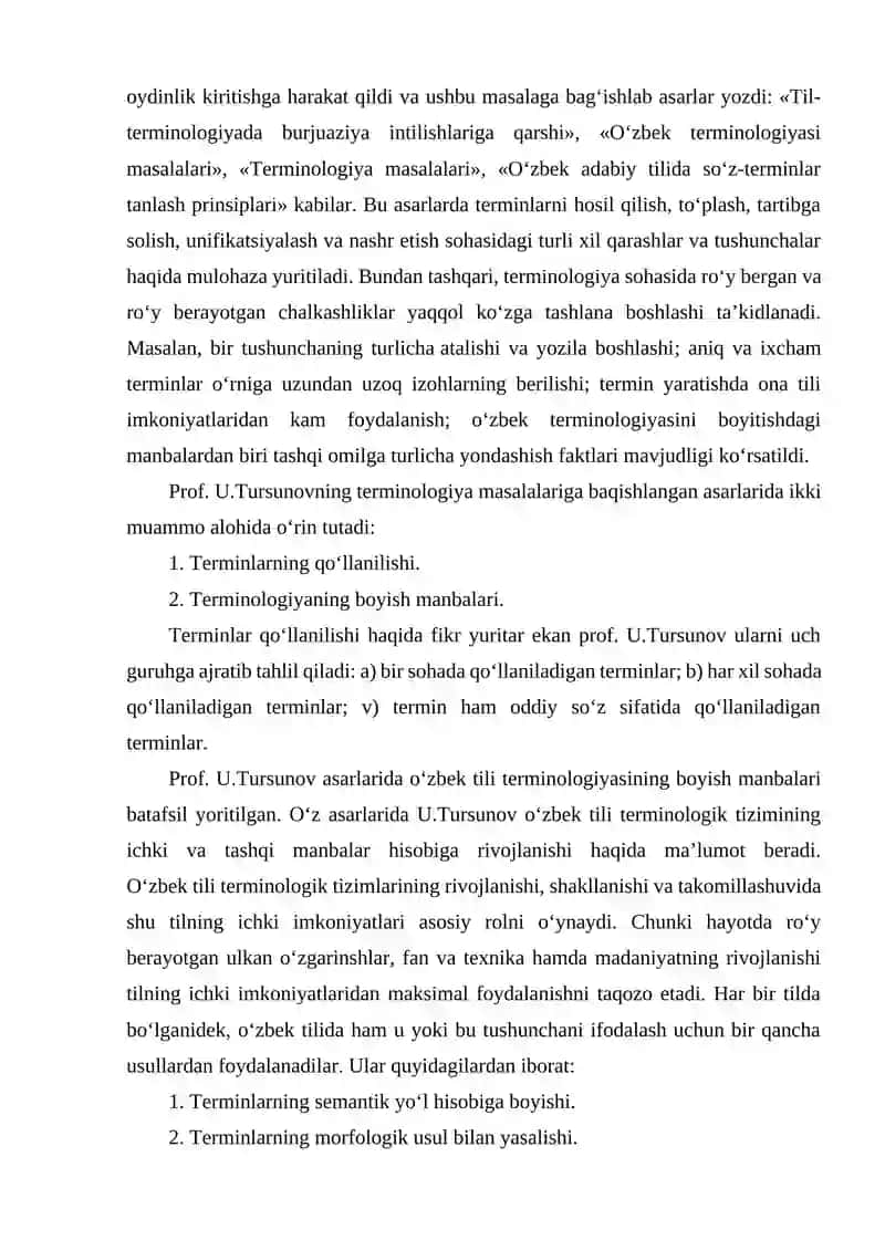 Terminologiyaning fan sifatida shakllanishi. Termin tushunchasi: izoh va tahlillar, ilmiy yondashuvlar 2