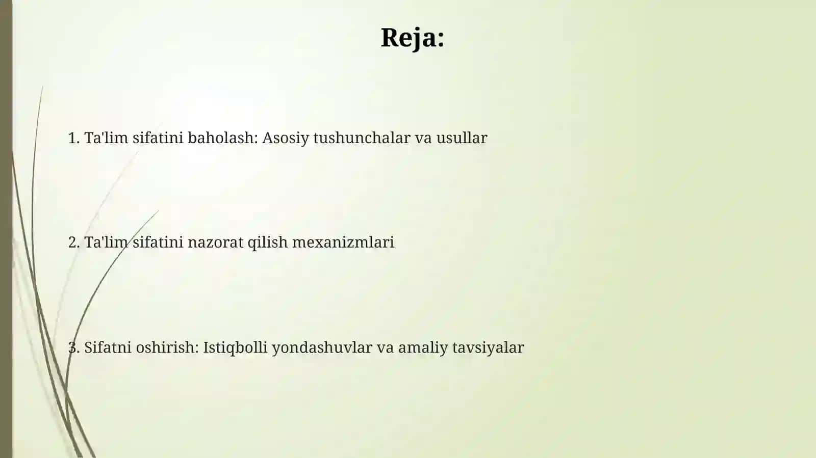 Ta'lim sifatini baholash va nazorat qilish 2