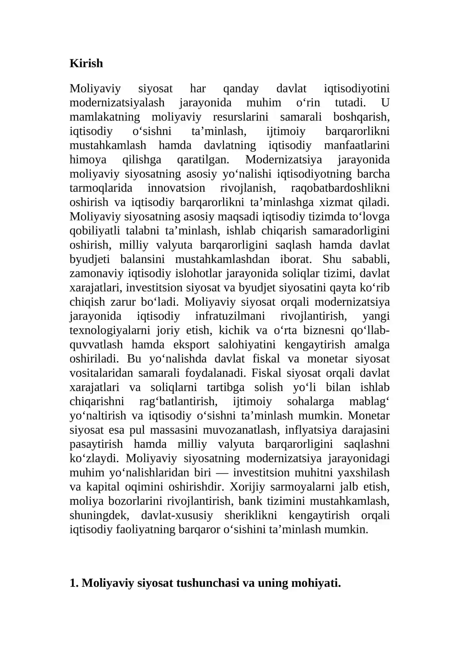 Moliyaviy Siyosatning Iqtisodiyotini Modernizatsiyalash 2