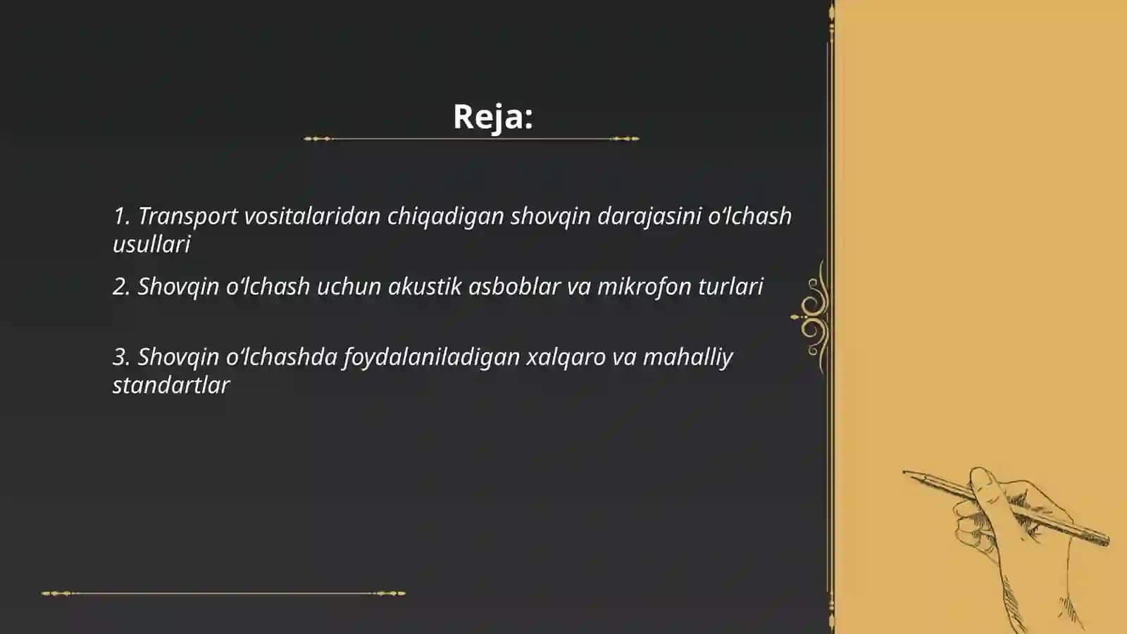 Transport vositalaridan chiqadigan shovqin darajasini aniqlash 2