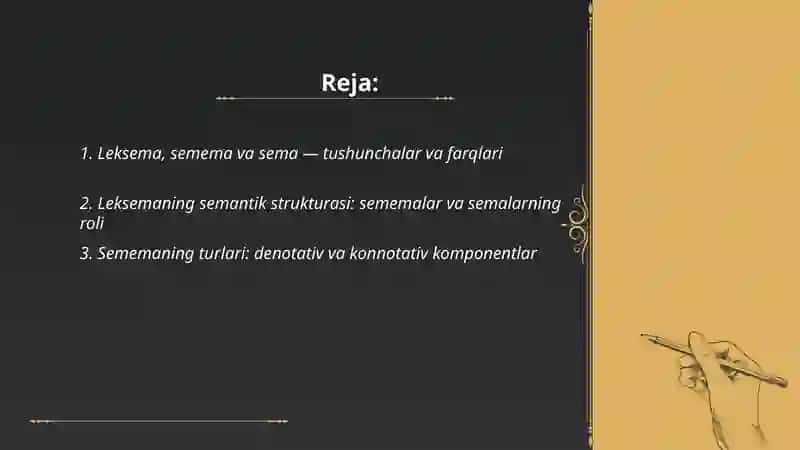 Leksemaning semantik tabiati:leksema,semema va sema 2