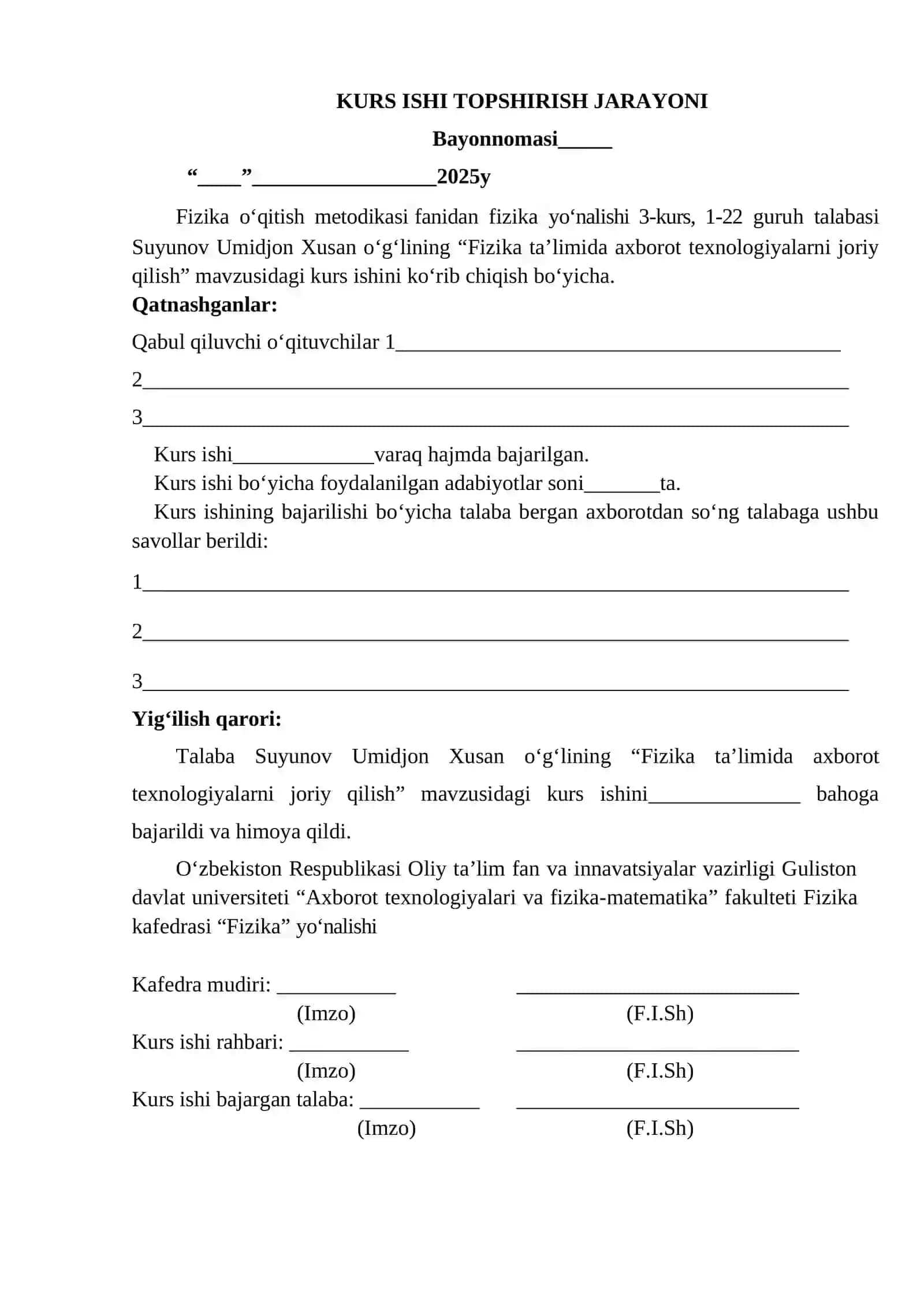 Fizika TA’LIMIDA AXBOROT TEXNOLOGIYALARNI JORIY QILISH 2