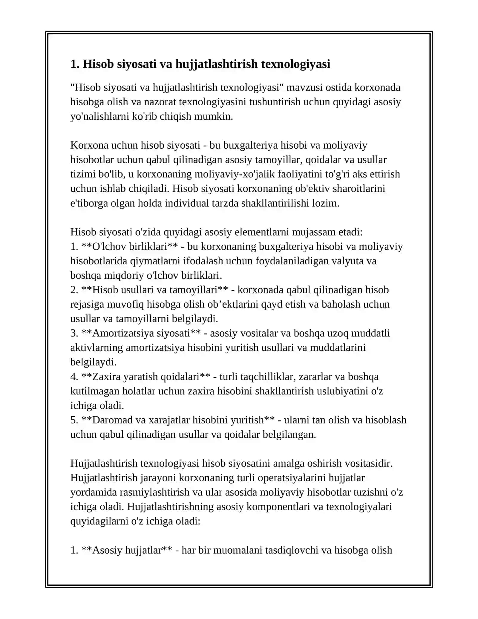 KORXONADA HISOBGA OLISH VA NAZORAT TEXNOLOGIYASI 2