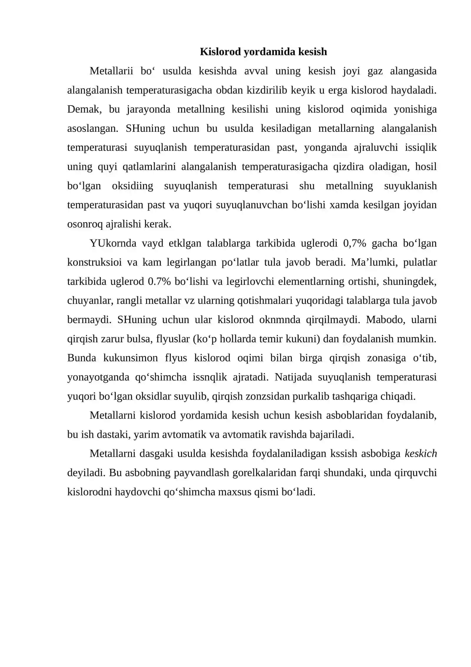 Metallarni kesish va kavsharlash 2