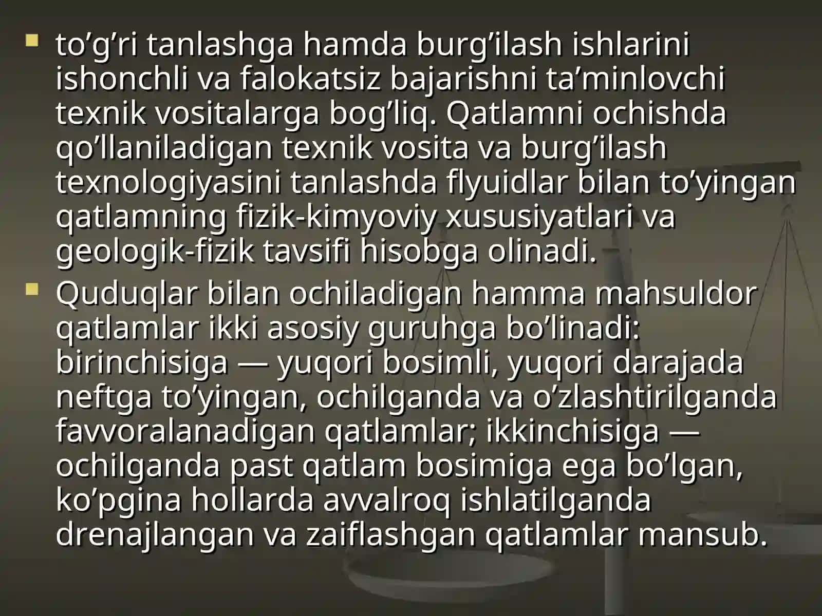 Qatlamni ochish, quvurlarni perforatsiyalash va quduqni o’zlashtirish 2