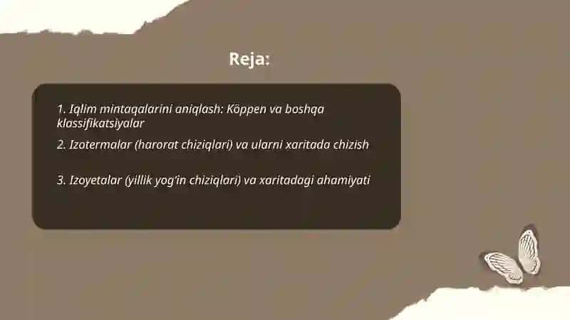 Iqlim mintaqalari va ularning farqli xususiyatlarini xaritaga tushurish 2