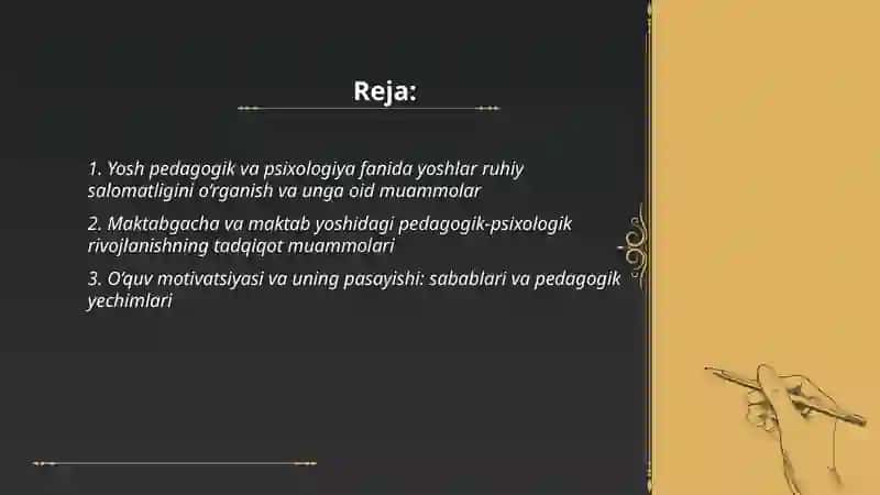 Yosh pedagogik va psixologiya fanining tadqiqod va muammolari 2
