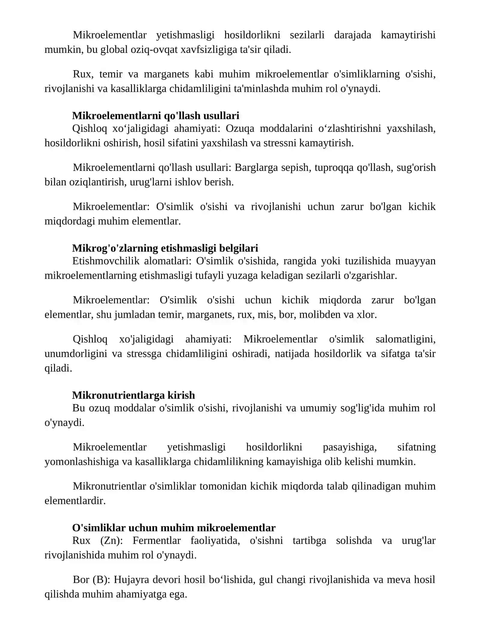 Mikronutrientlar va ularning qishloq hojaligidagi ahamiyati 2