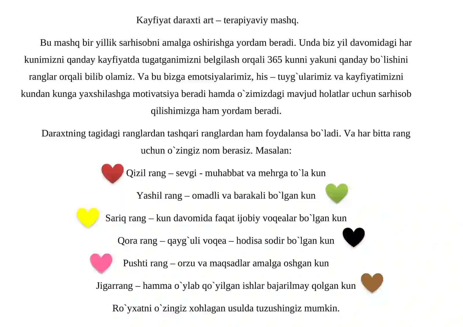 Kayfiyat daraxti art – terapiyaviy mashq 2