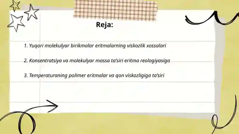 Yuqori molekulyar birikmalar eritmalarning xossalari 2
