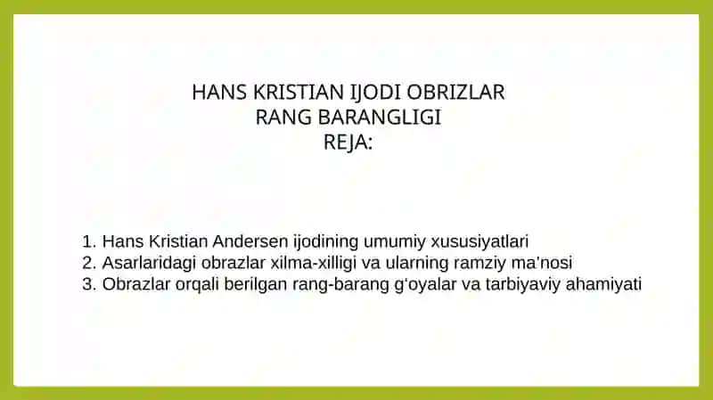 HANS KRISTIAN IJODI OBRIZLAR RANG BARANGLIGI 2