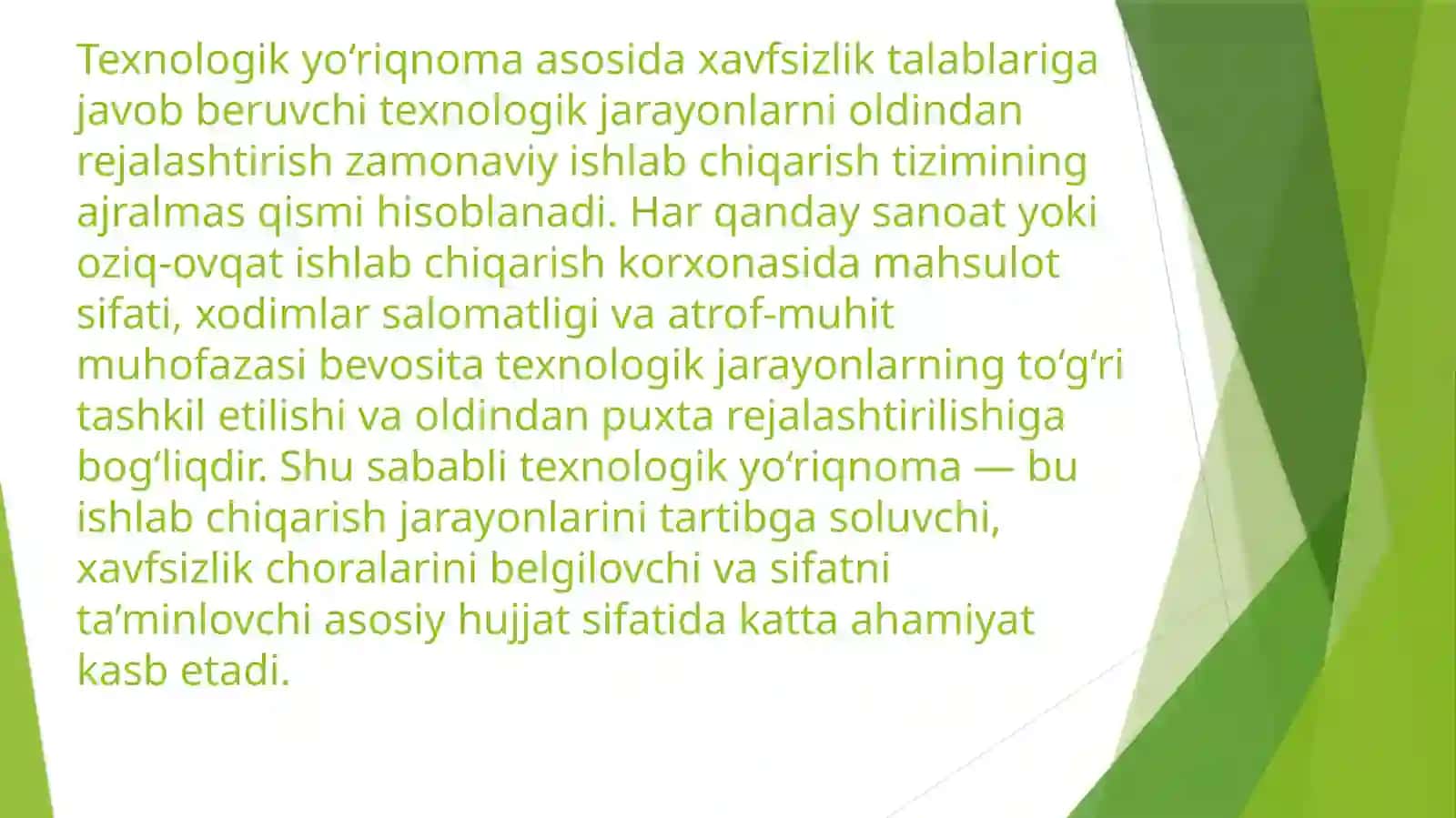 Texnologik yo‘riqnoma 2