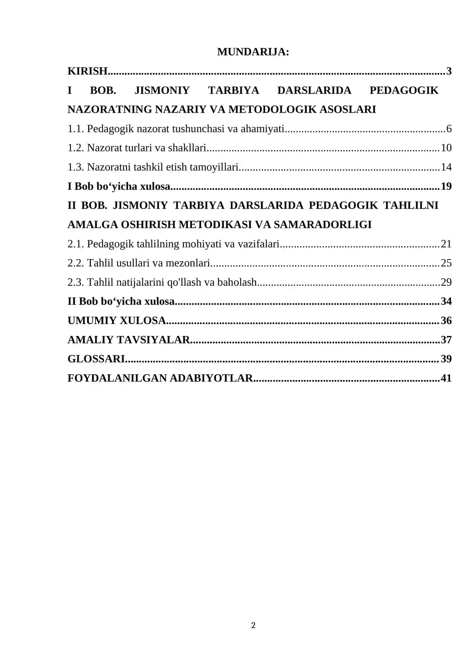 JISMONIY TARBIYA DARSLARIDA PEDAGOGIK NAZORAT; PEDAGOGIK TAHLIL 2