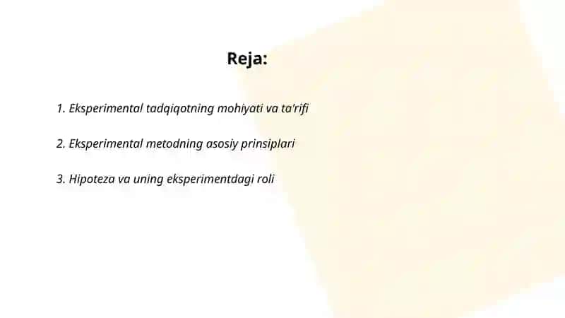 Eksperimental tadqiqotlarning mazmun mohiyati 2