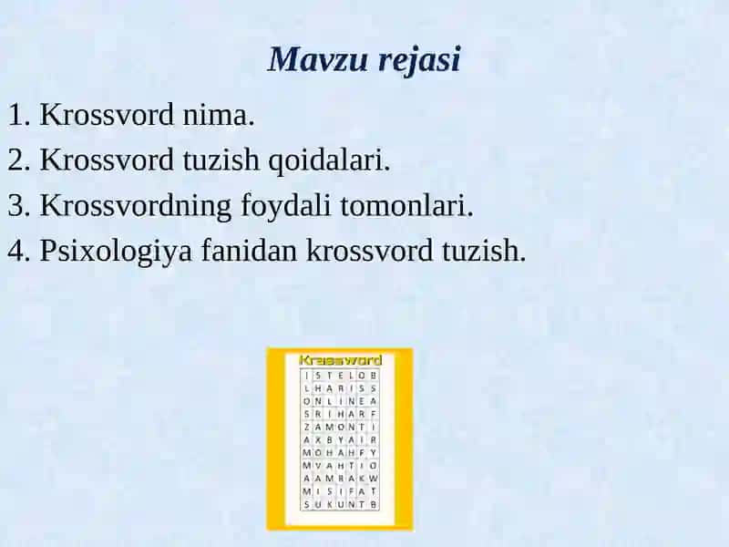 Online krossvord tayyorlash texnologiyalari 2