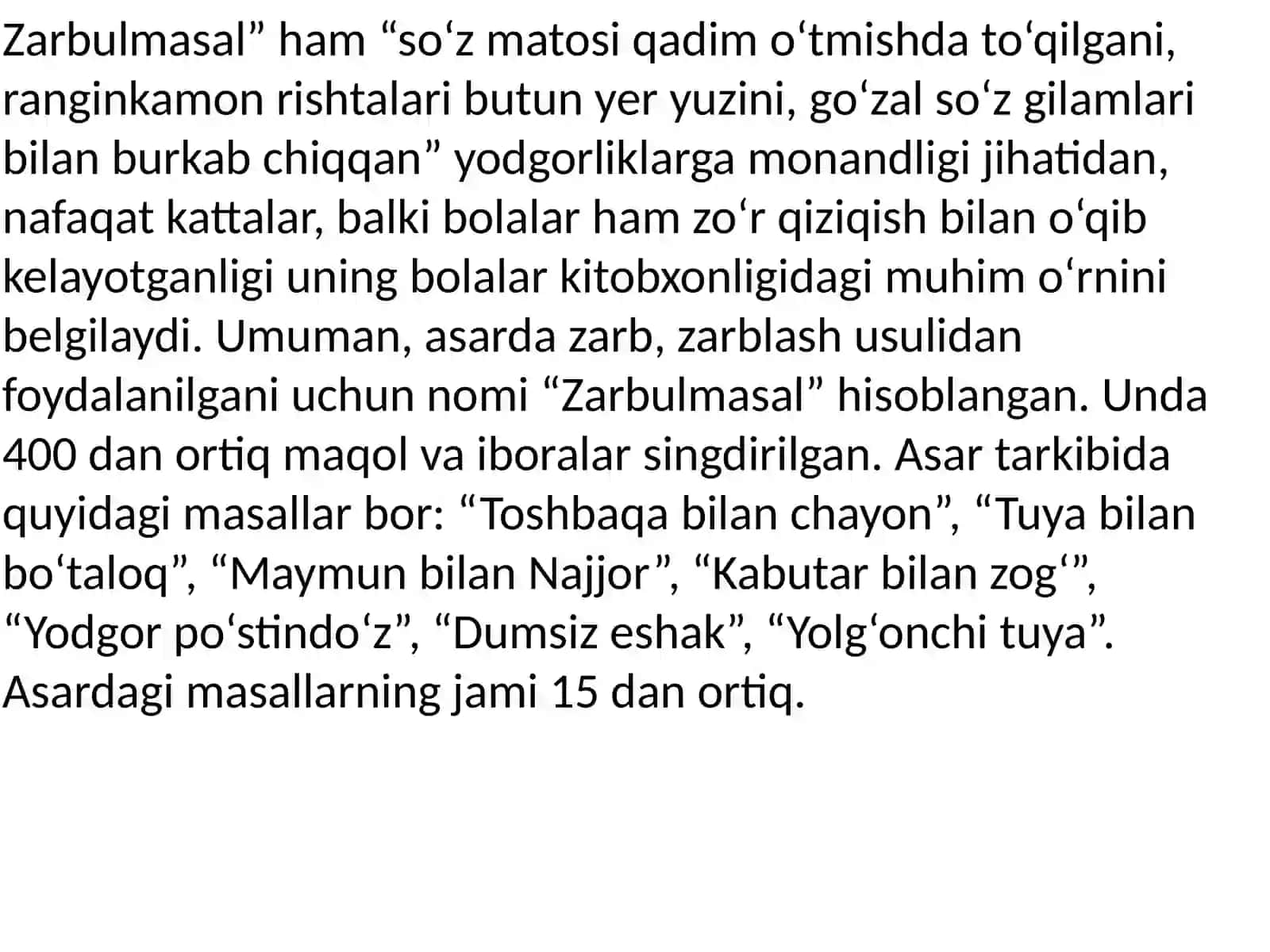 Gulxaniyning "Zarbulmasal" 2