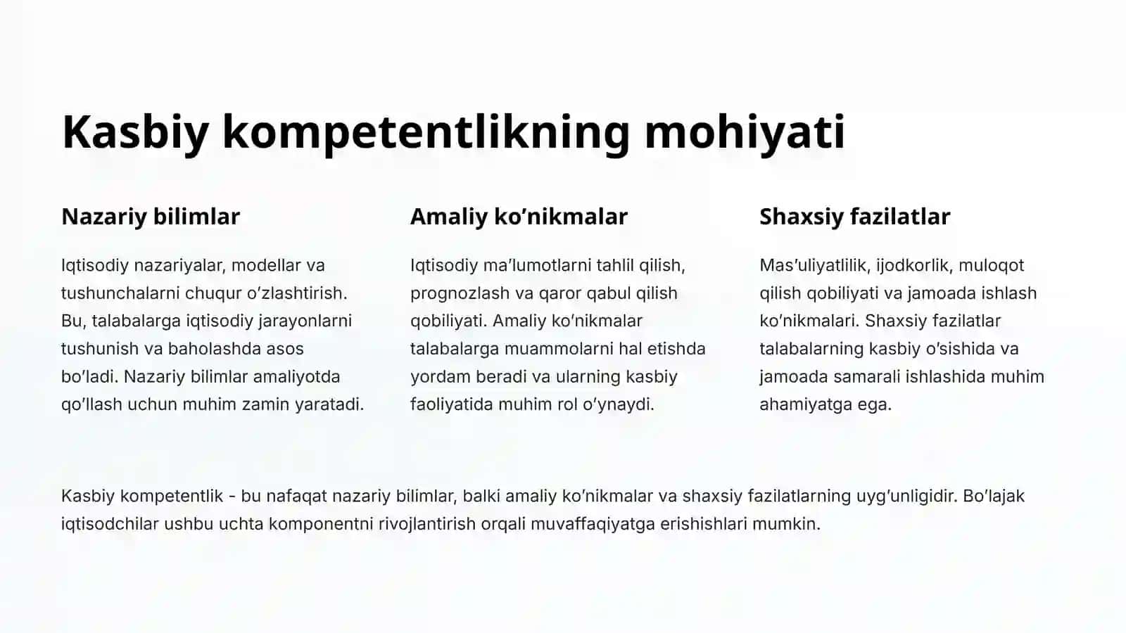 Boʼlajak iqtisodchilarda kasbiy kompetentlikni shakllantirishning oʼziga xos xususiyatlari 2