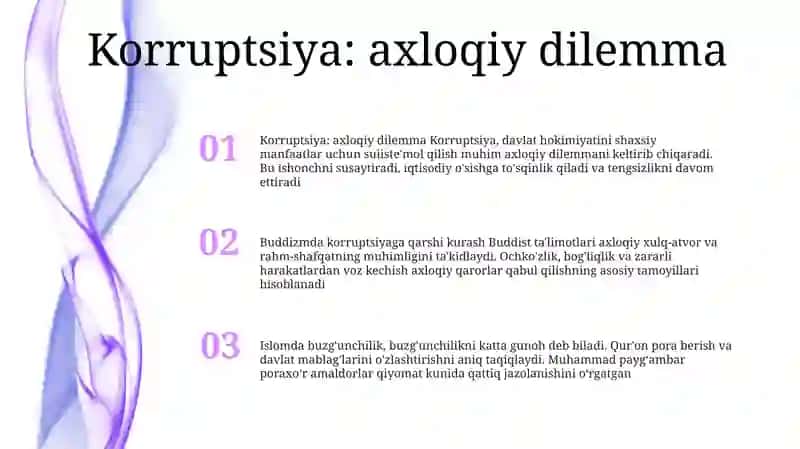 Korupsiyaga Qarshi Kurash Budda Xritian Va Islom Dinlari Haqida 2