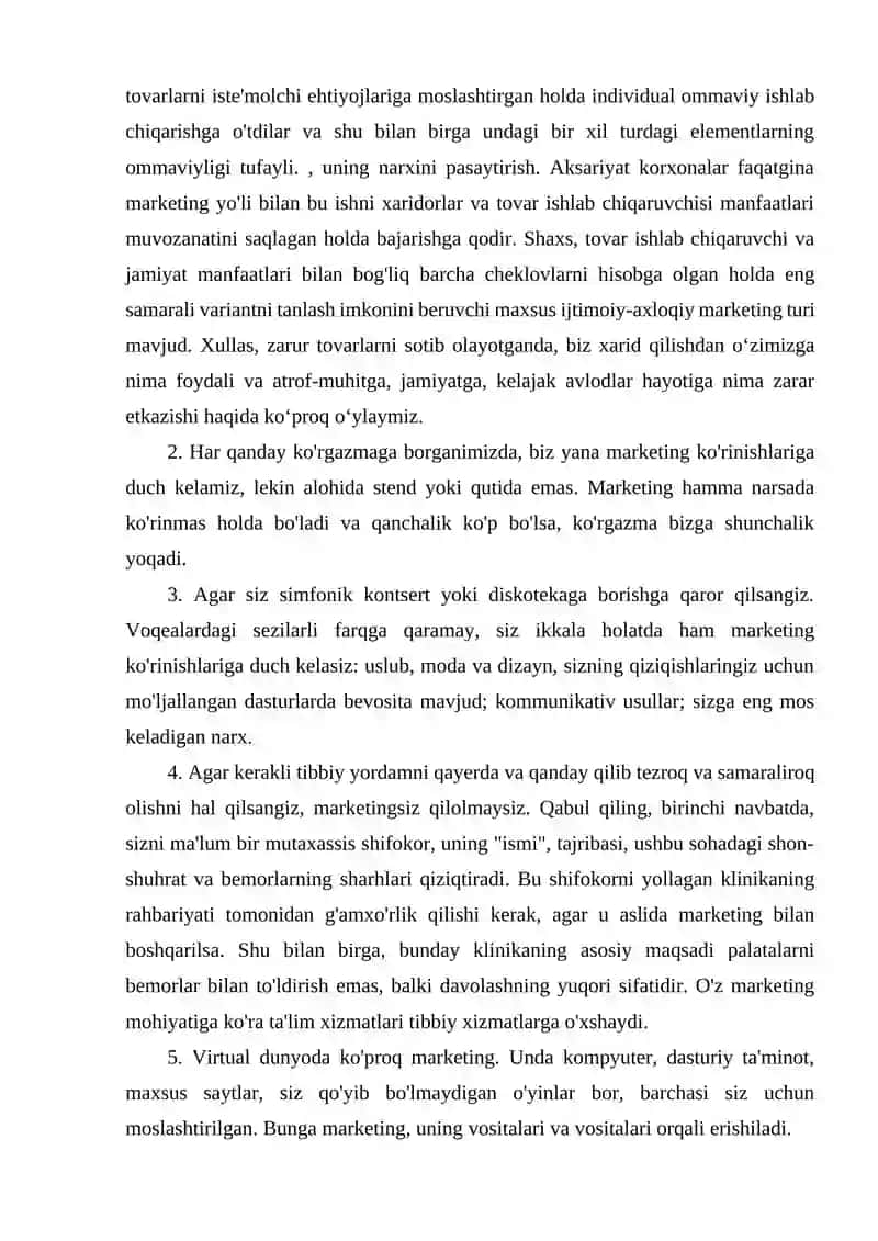 Xizmat koʻrsatish sohasida marketing 2
