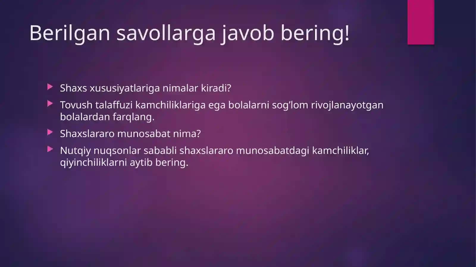 Tovush talaffuzi kamchiliklariga ega bolalar shaxs va shaxslararo munosabati xususiyatlari 2