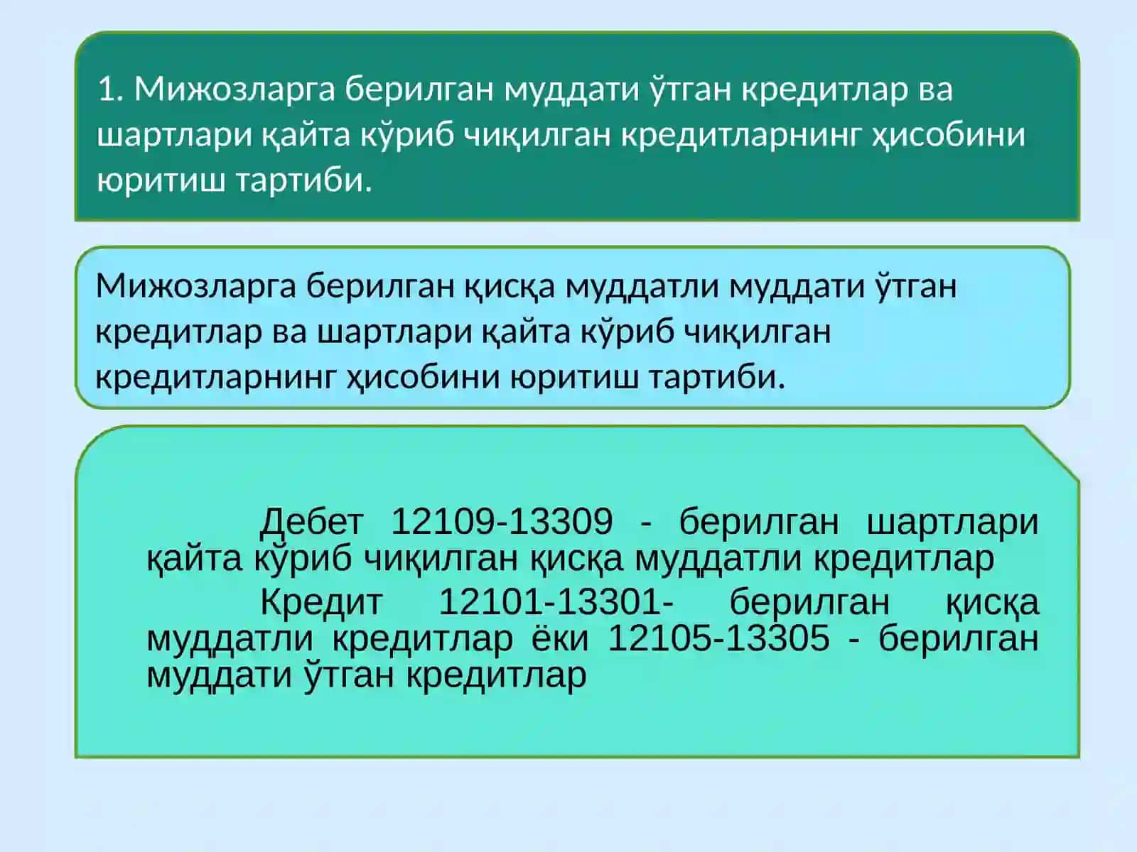 Банкларда кредит операцияларининг бухгалтерия ҳисоби 2