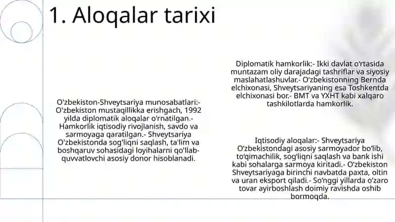 O'zbekiston Respublikasining Shht Bilan Aloqalari 2