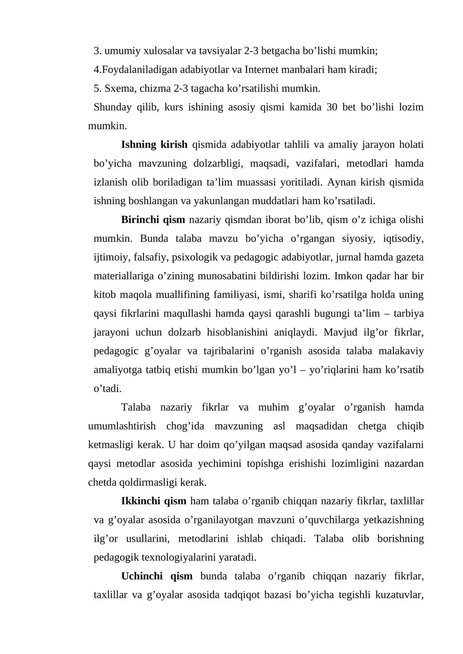 Kurs ishini bajarish yuzasidan ko’rsatmalar 2