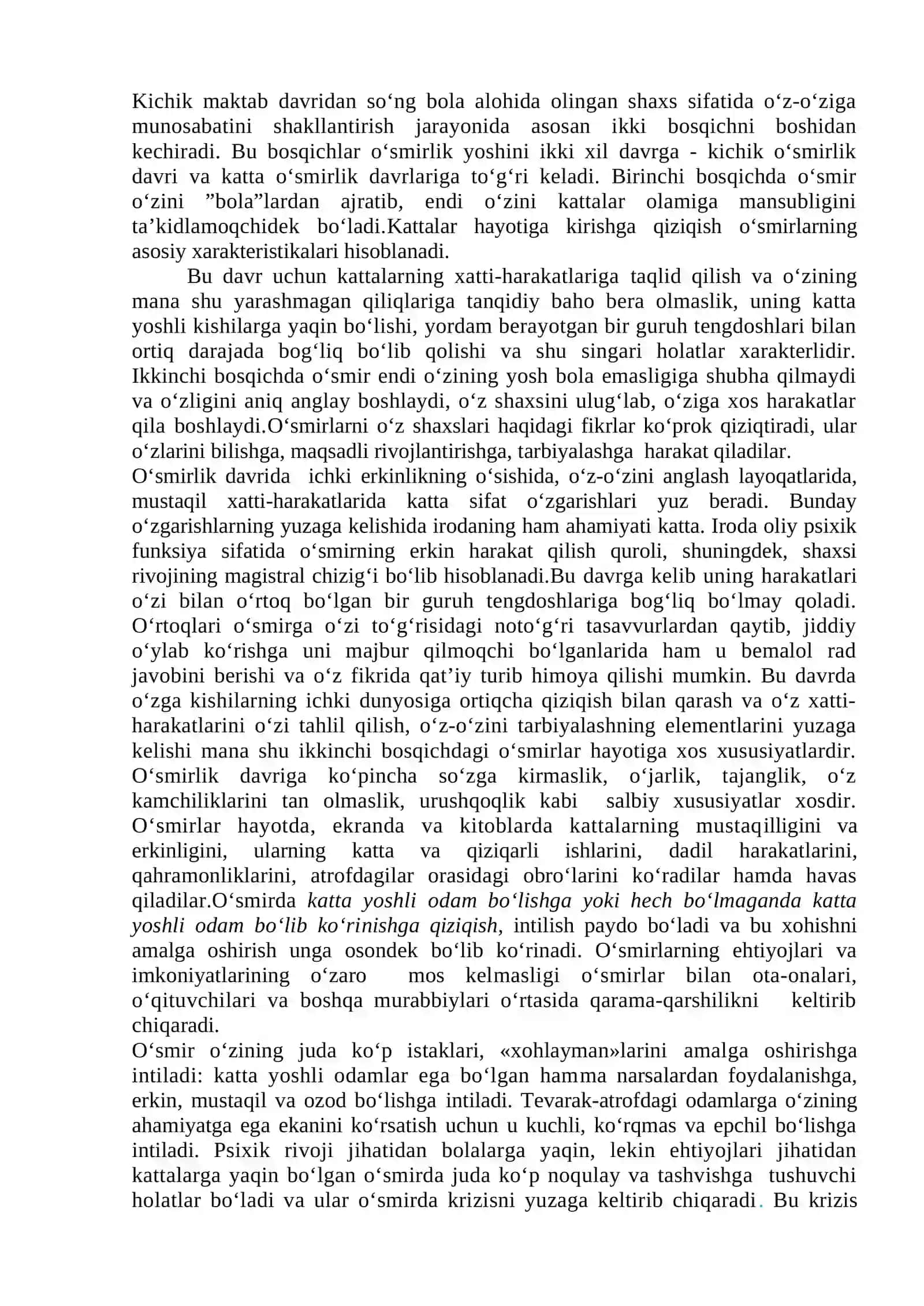 O’smir, o’spirin, va yetuklik davrida psixik rivojlanish xususiyatlari 2