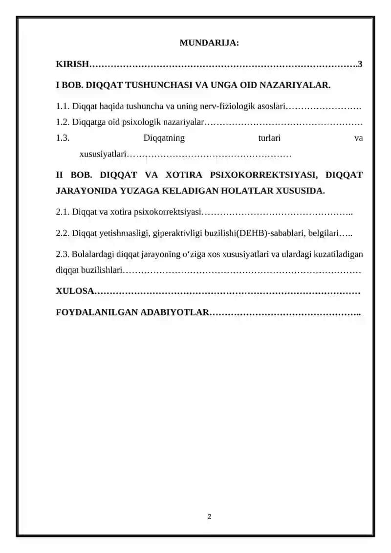 DIQQAT HAQIDA UMUMIY TASAVVURLAR 2