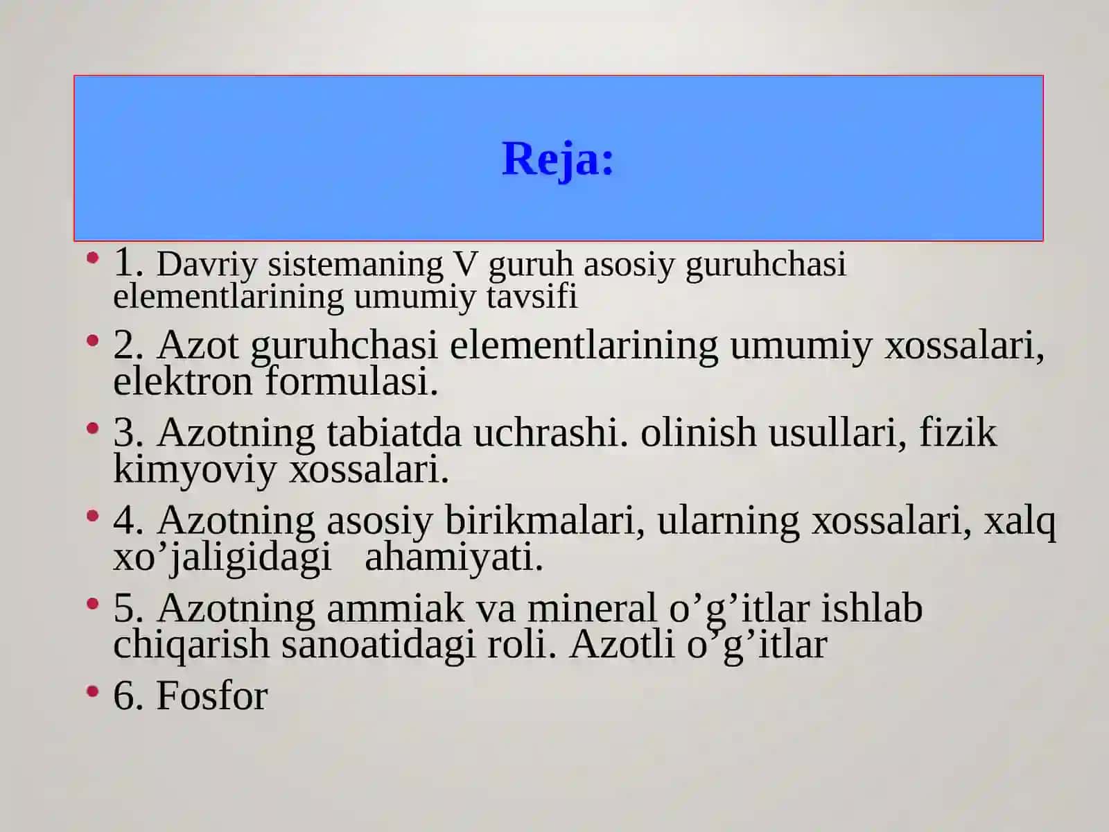 Davriy sistemaning V A guruh elementlari( N2misolida) 2