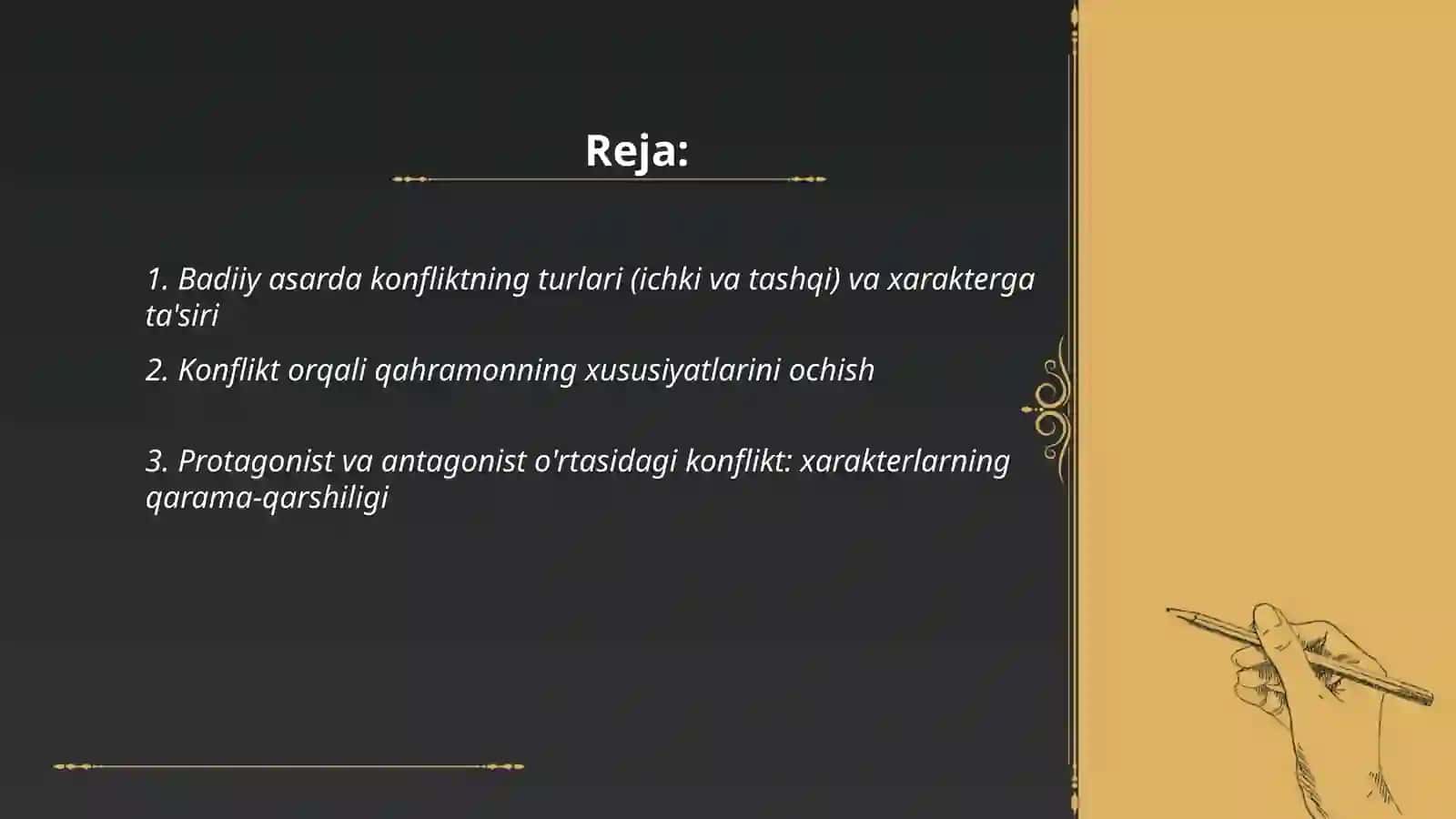 Badiiy asarda konflikt va xarakter 2
