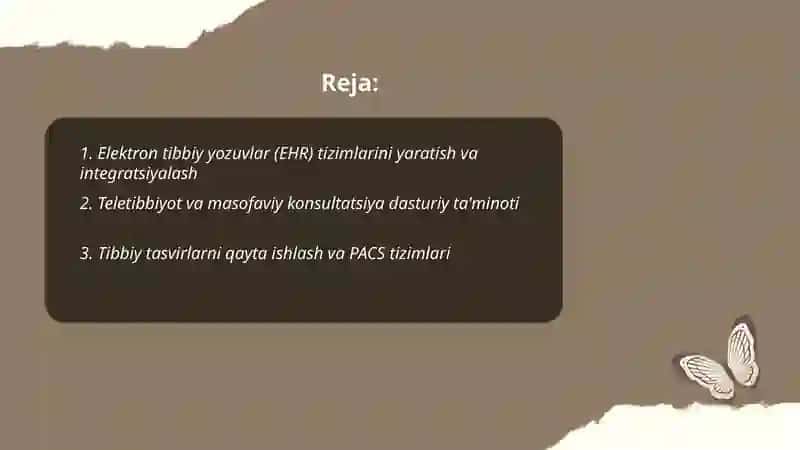Tibbiyot masalalarini yechishda axborot tehnalogiyalar dasturiy ta'minoti 2