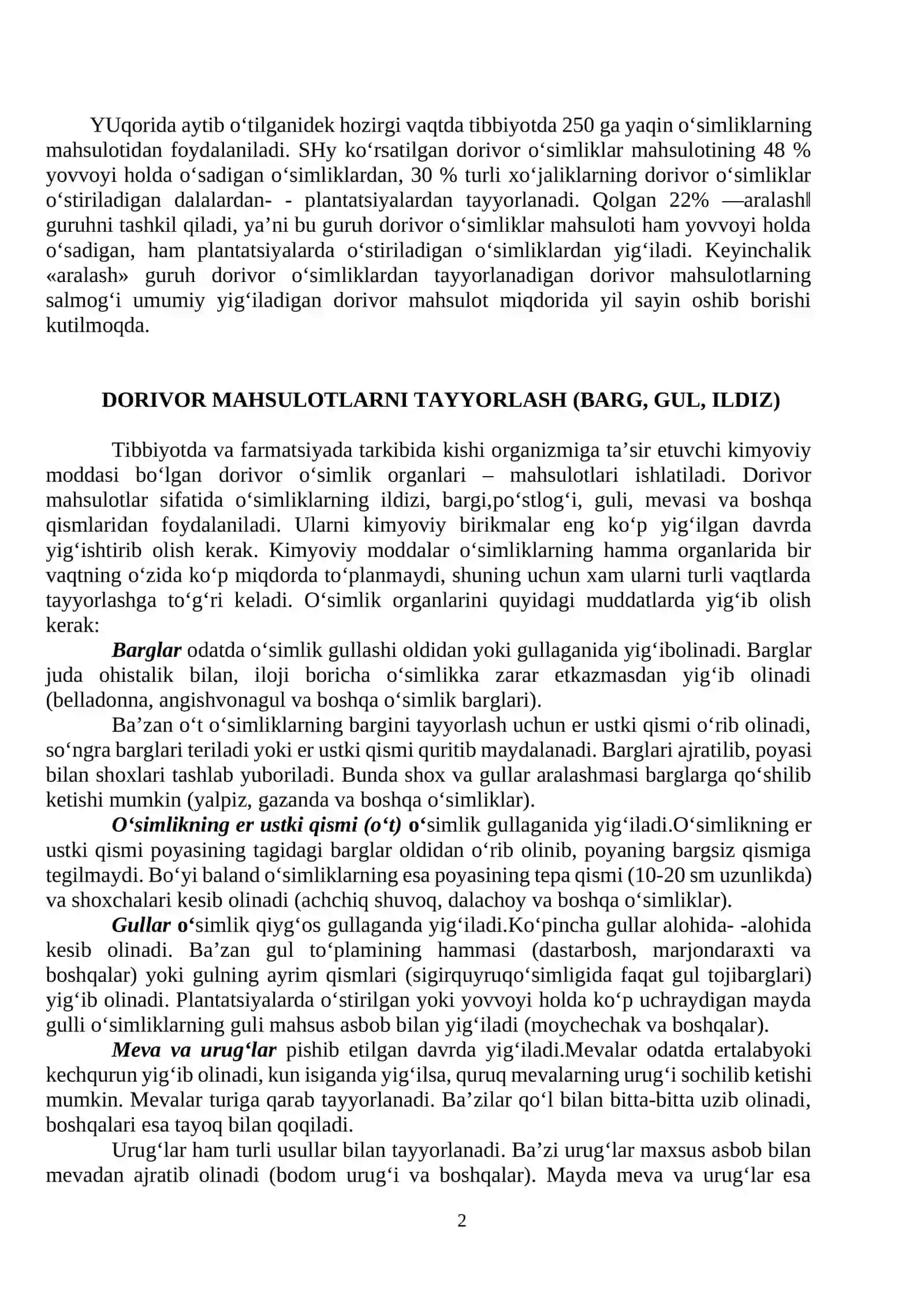 AMALIYMASHG’ULOT. DORIVOR O‘SIMLIKLARNI TAYYORLASH 2