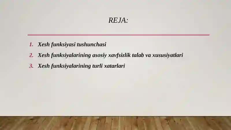 Xesh funksiyalarning xavfsizligi tahlili 2