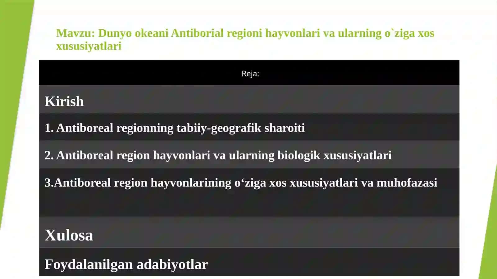 Dunyookeani Antiborial regioni hayvonlari va ularning o‘ziga xos xususiyatlari 2