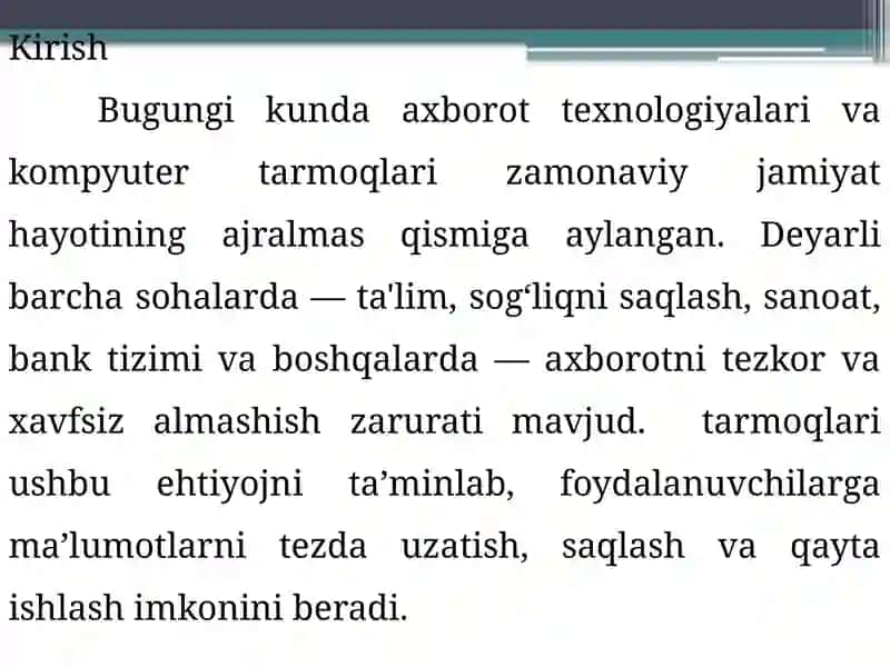 Kompyutertarmoqlari va axborot texnologiyalari 2