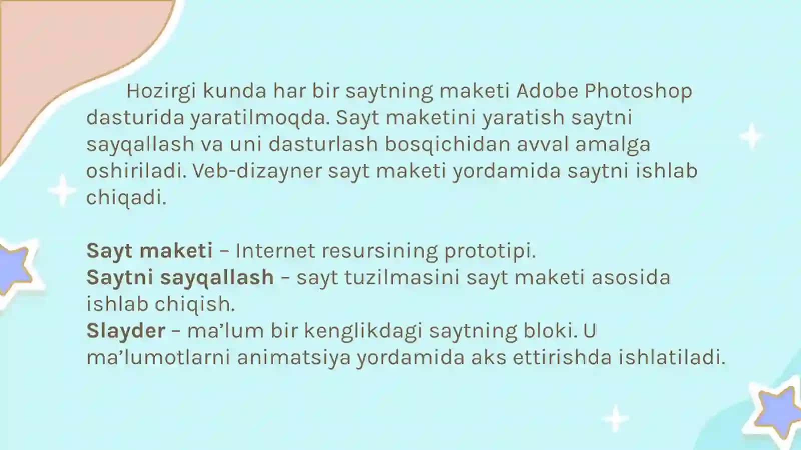 AMALIY FAOLIYAT. SAHIFA DIZAYNINI YARATISH 2