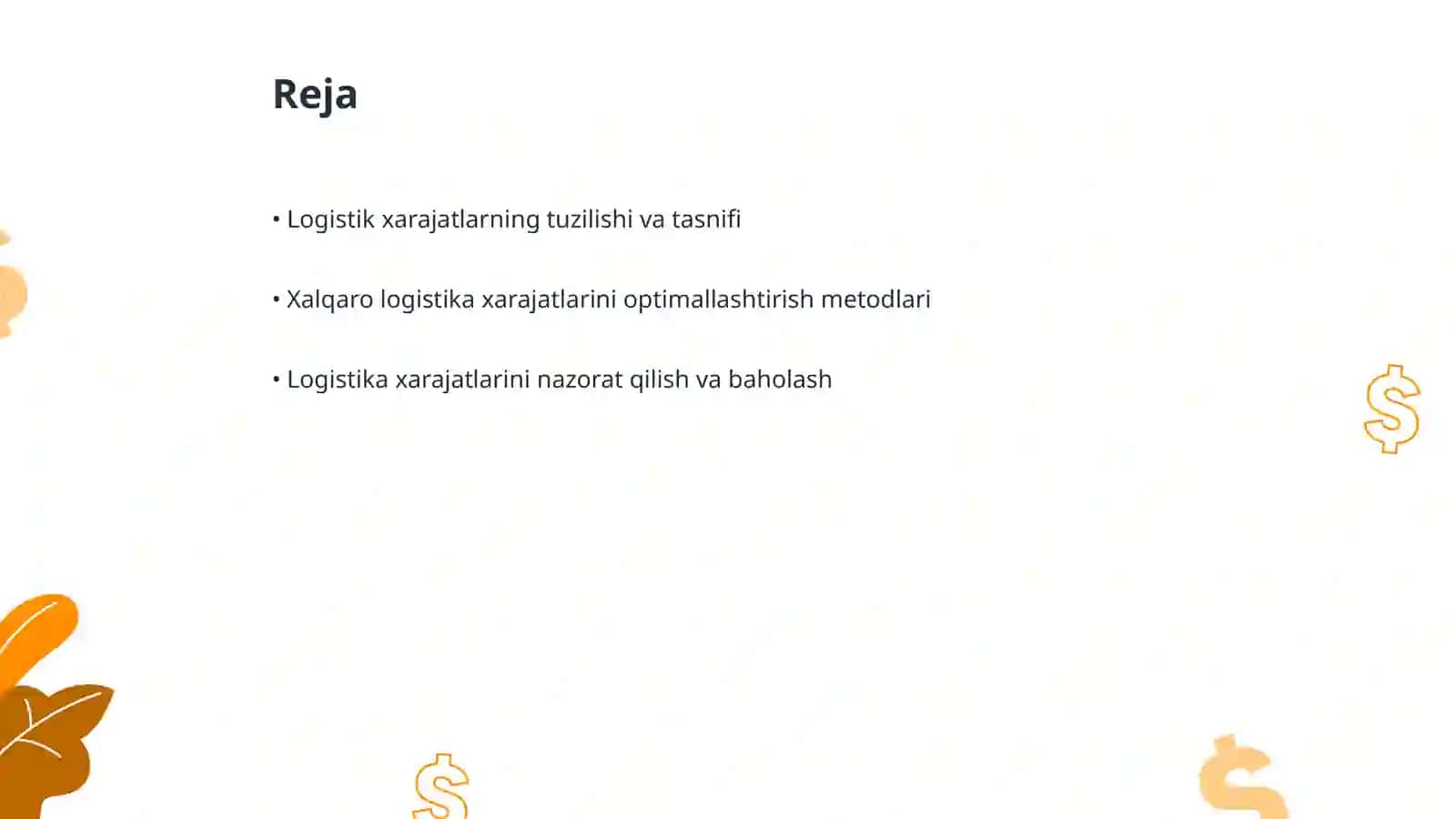 Xalqaro logistikada xarajatlarni boshqarish 2