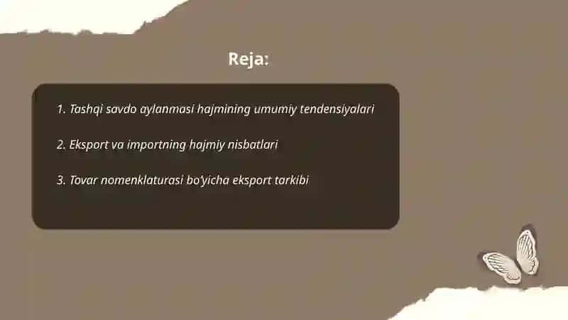 Tashqi savdo aylanmasi hajmi va tarkibi 2