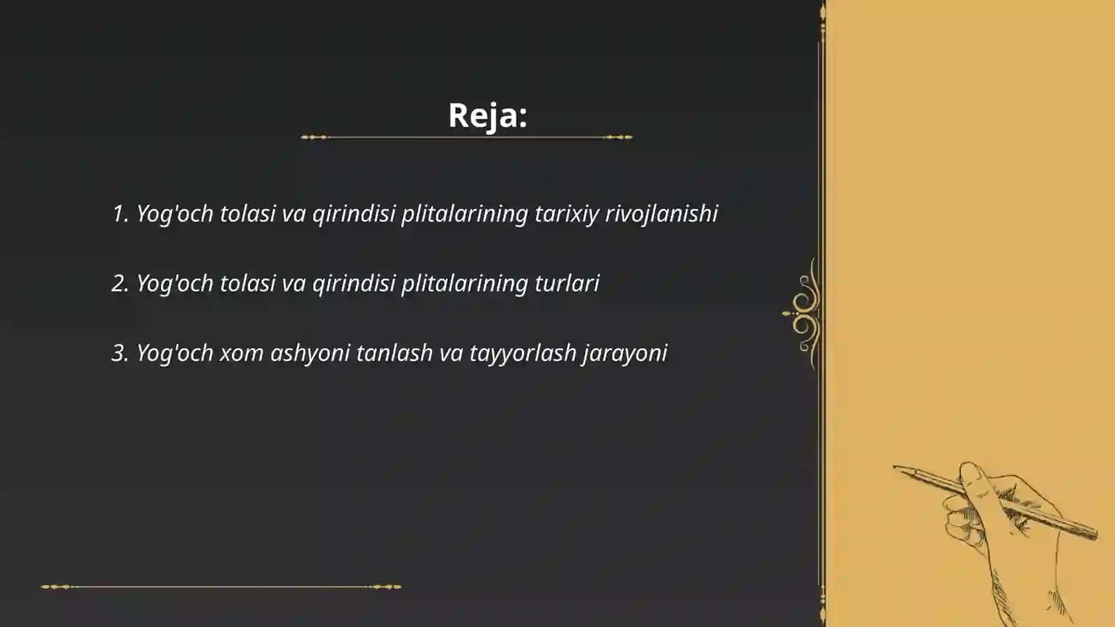Yog'och tolasi va qirindisi plitalar ishlab chiqarish texnologiyasi 2