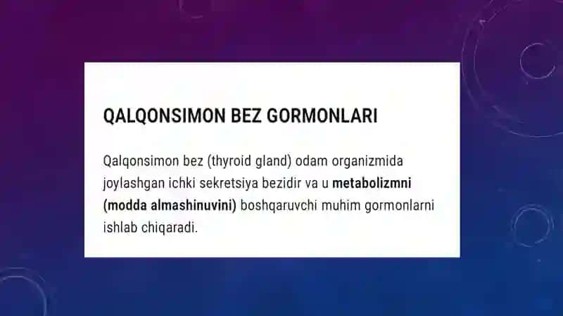 Qalqonsimon bezning gormonal moddalari 2