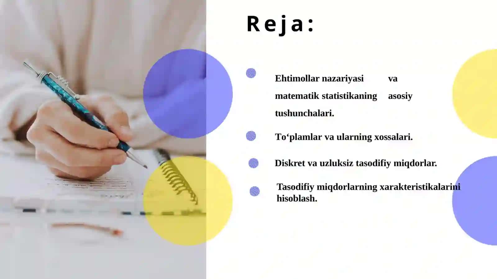 Ekonometrikada ehtimollarni nazariyasi va statistikaning asosiy tushunchalari 2