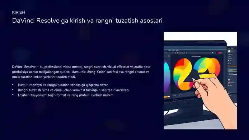 Rangni tuzatish bilan ishlash: DaVinci Resolve dasturida mashq qilish 2
